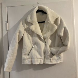 Charlotte Russe moto biker suede teddy fur jacket